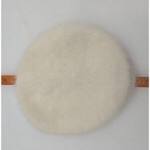 David & Young Angora & Nylon White Beret Hat
